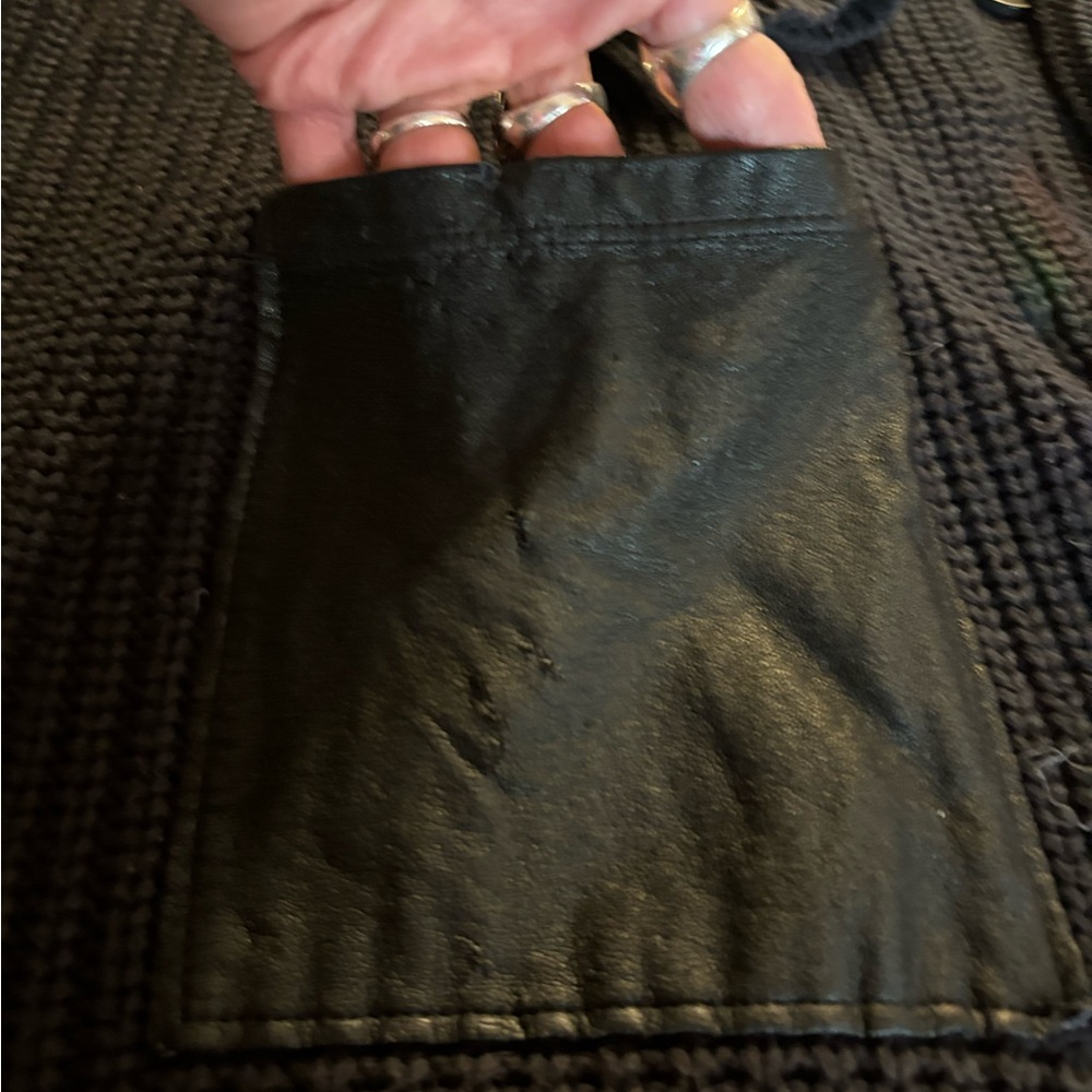 Black Ribbed Cardigan with Pockets - Picture 2 of 6